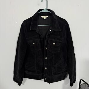 St. John's Bay Woman Black Corduroy Jacket Plus Size 1X Cotton & Spandex